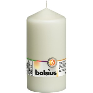 Elfenbeinfarbene Stumpenkerze (150/78) von Bolsius, klassische Form.