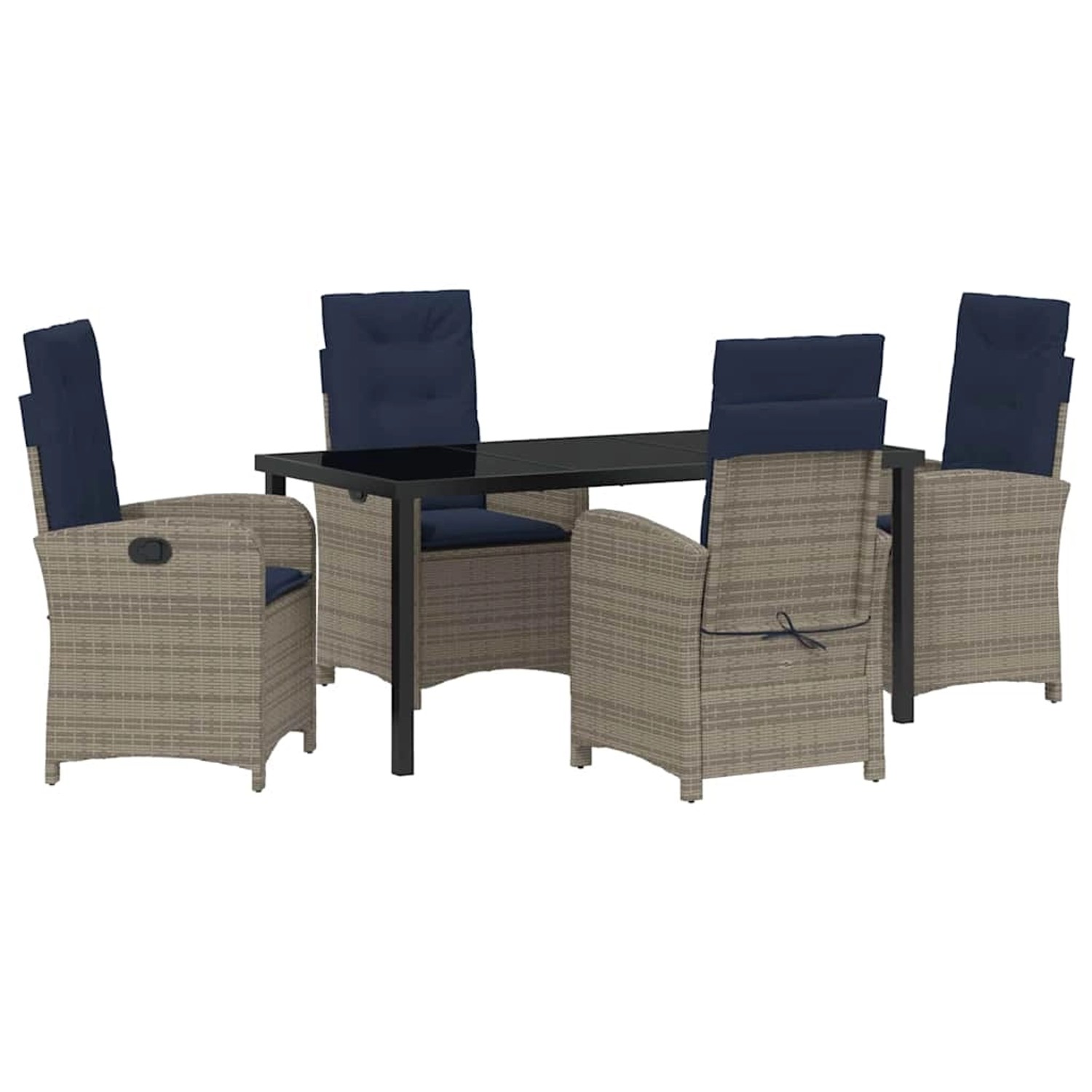 vidaXL Garten Essgruppe 5-Tlg Grau Poly Rattan 3380354 günstig online kaufen