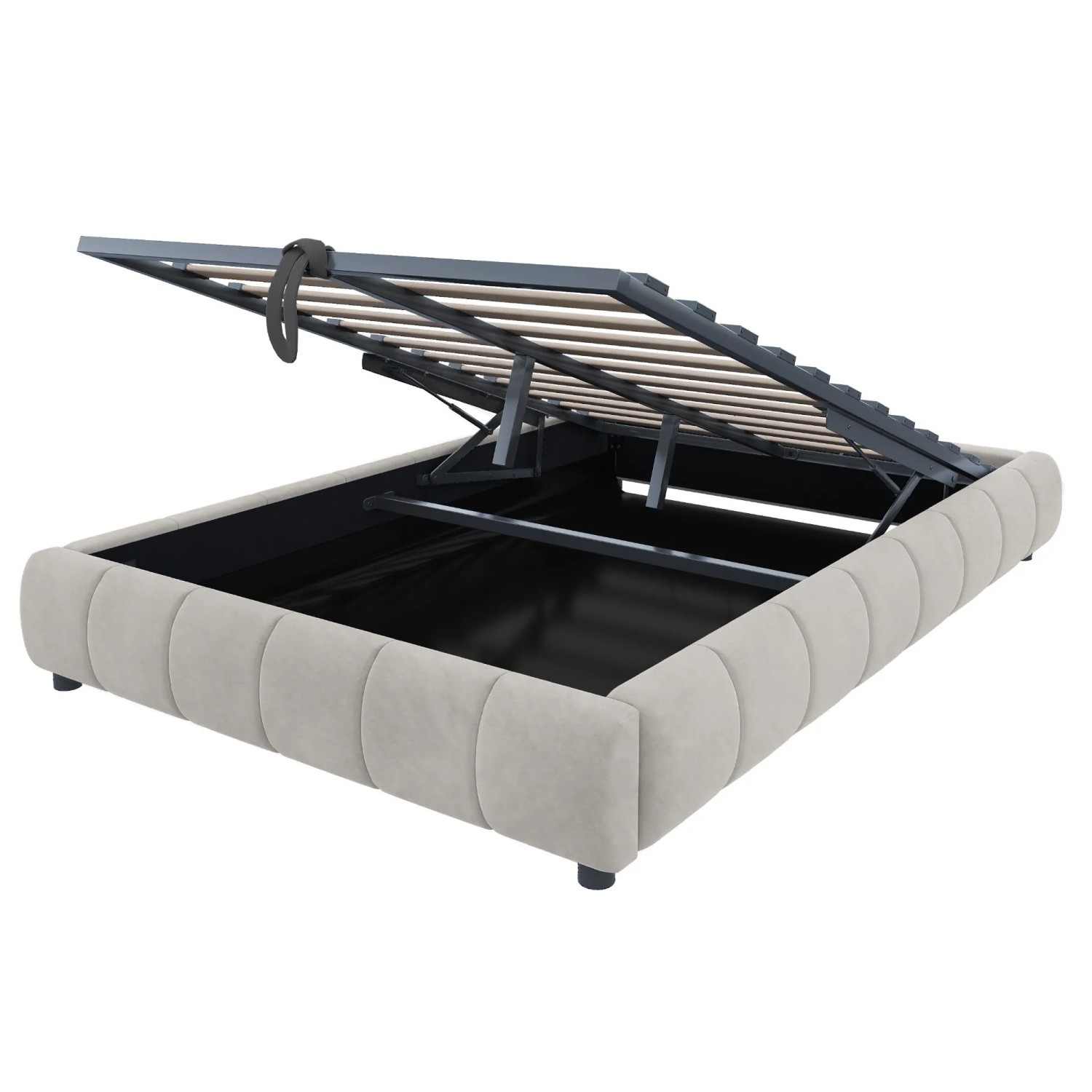 Merax Polsterbett 140x200cm Hydraulik LED Stauraum Beige