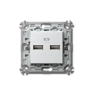 TEM MODUL PLUS 2-Fach USB Ladesteckdose Weiß 5V1A