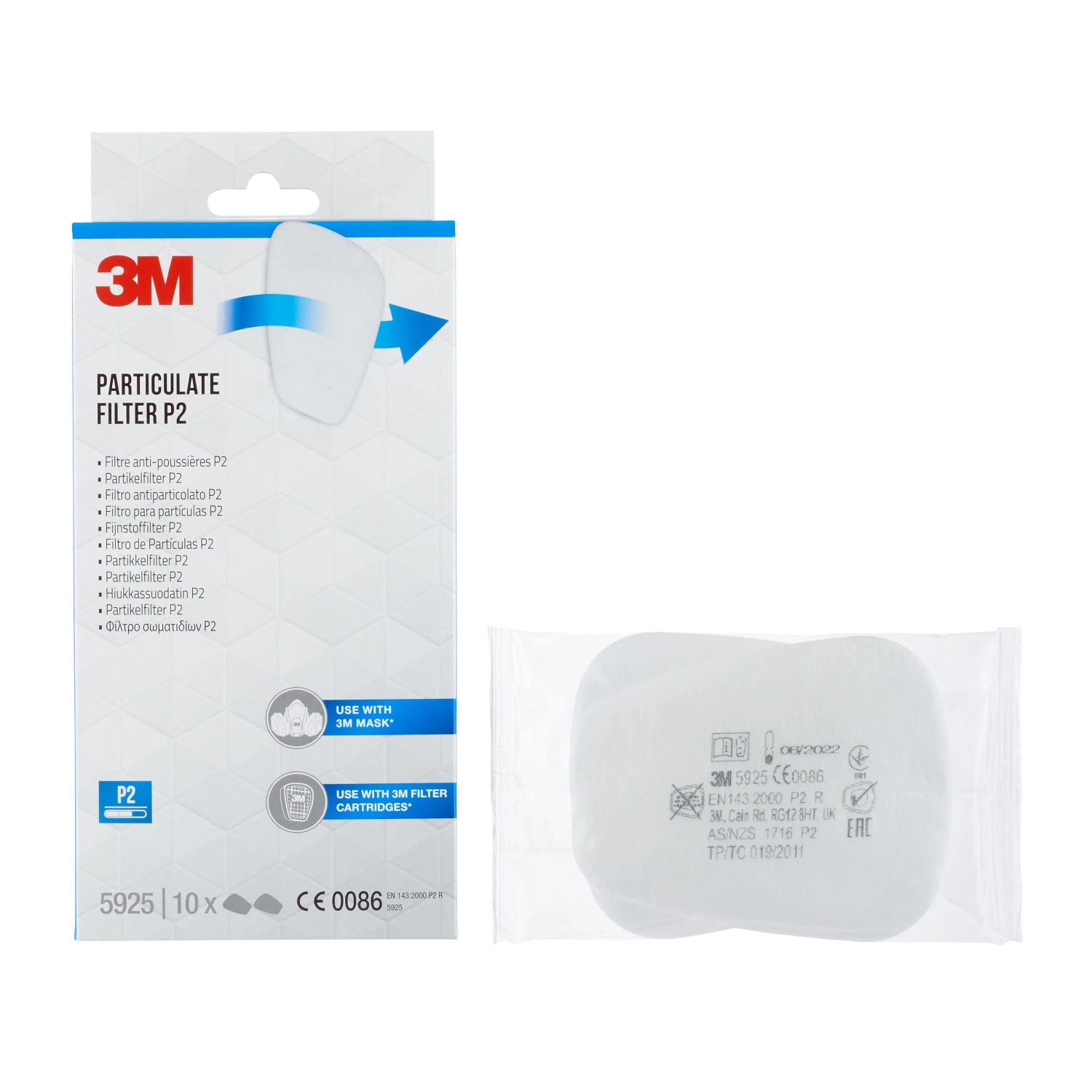 3M Partikelfilter P2-Schutz Weiß 10er-Pack