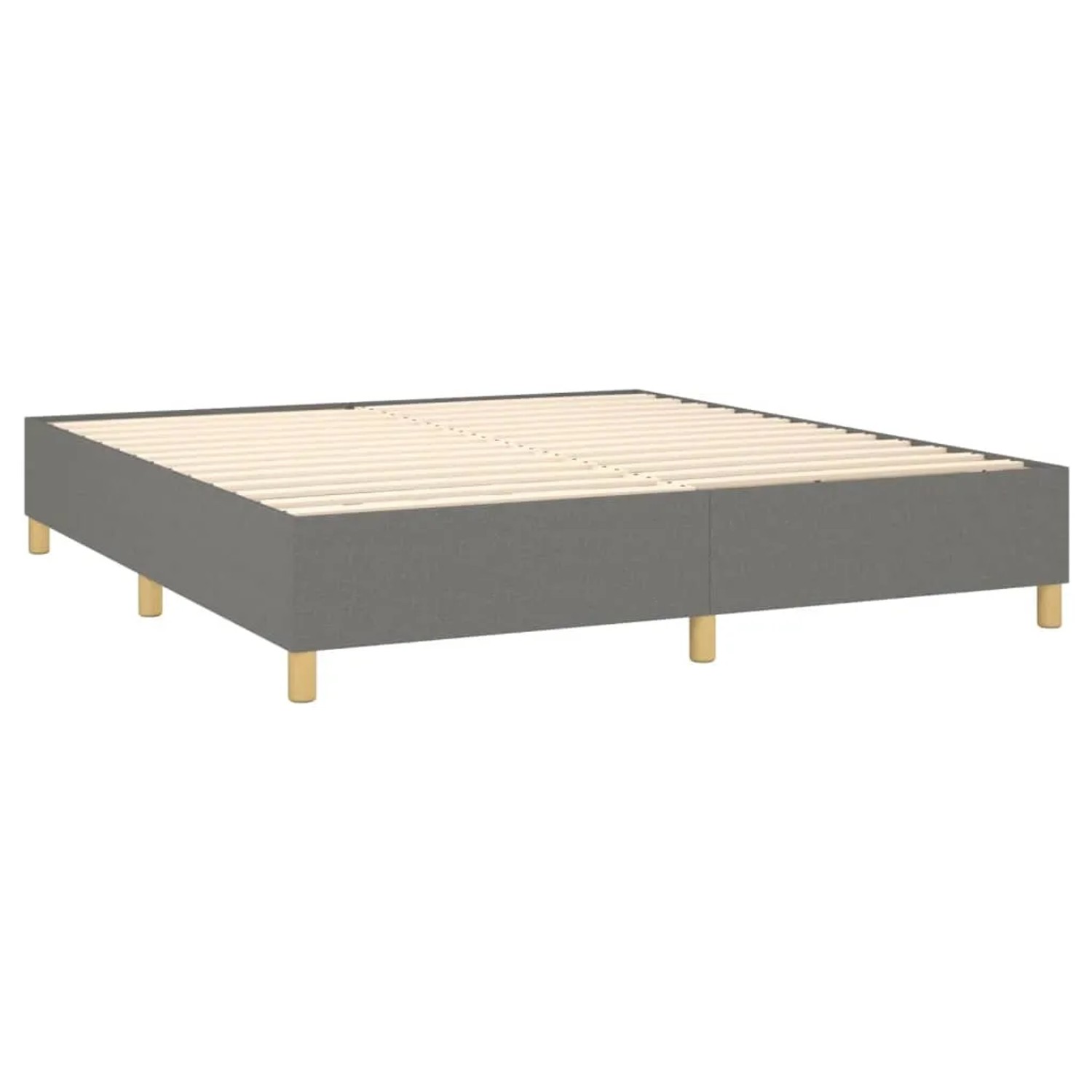 Boxspringbett vidaXL, dunkelgrau, 160x200 cm, Stoff. Bettrahmen mit Lattenrost und Füßen.