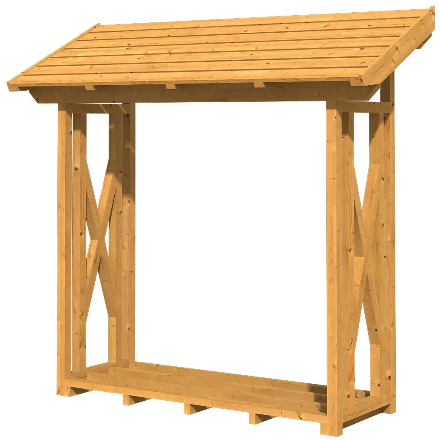 Skan Holz Holzunterstand Paul 1 aus Douglasie, naturbelassen, mit Dach für ca. 2 m³ Kaminholz.