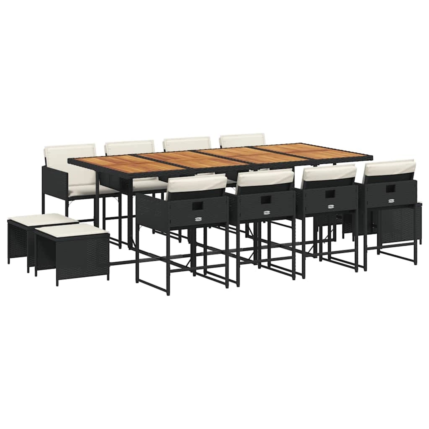 vidaXL 13-Tlg Garten-Essgruppe mit Kissen Schwarz Poly Rattan 3211347 günstig online kaufen