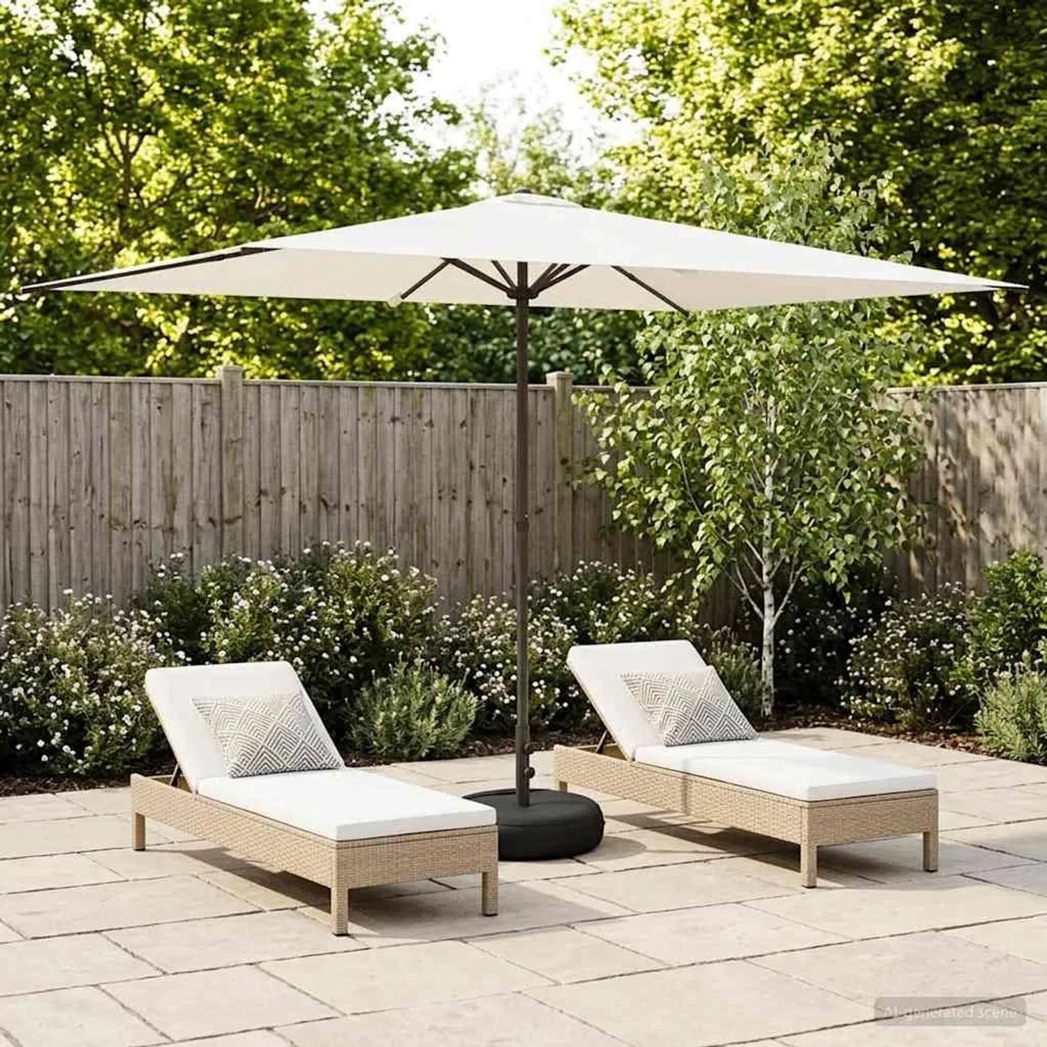vidaXL Garten-Schirm mit Fuß 200 x 300 cm Polyester Rechtwinklig Creme 42036204