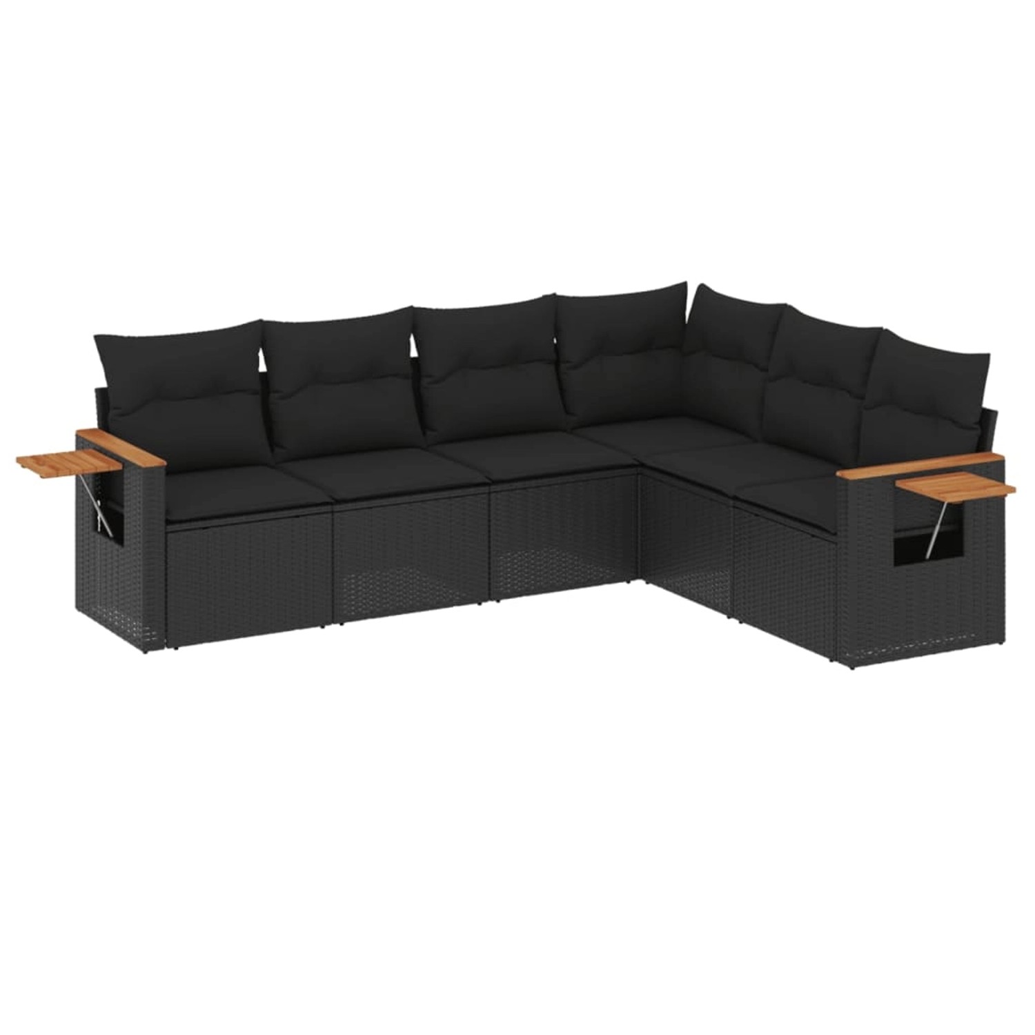 vidaXL 6-Tlg Garten-Sofagarnitur mit Kissen Schwarz Poly Rattan 3226839 günstig online kaufen