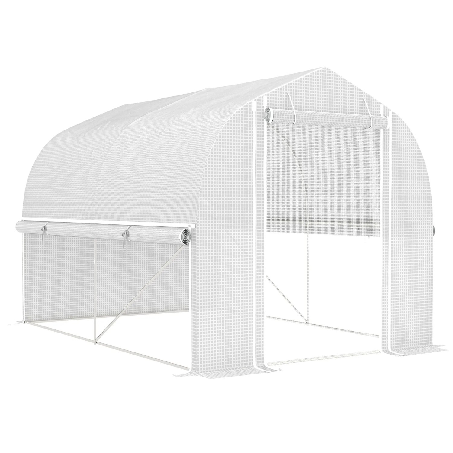 Furnicato Polytunnel-gewächshaus 3x2x2m Weiß Mit Uv-beständiger Plane