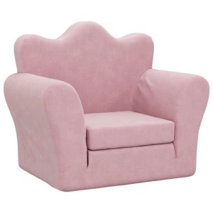 vidaXL Schlafsofa für Kinder Rosa Weich Plüsch 357057