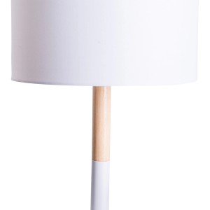 Weiße Näve Tischleuchte Tessile (H 37 cm) mit Textilschirm und Holzfuß für Design-Tischlampen.