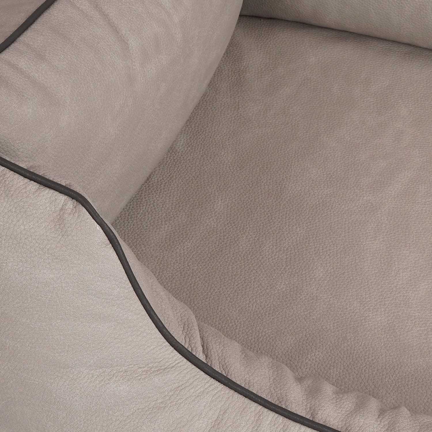 Knuffelwuff Hundebett Rockland, orthopädisch, hellgraues Kunstleder, Größe M-L.