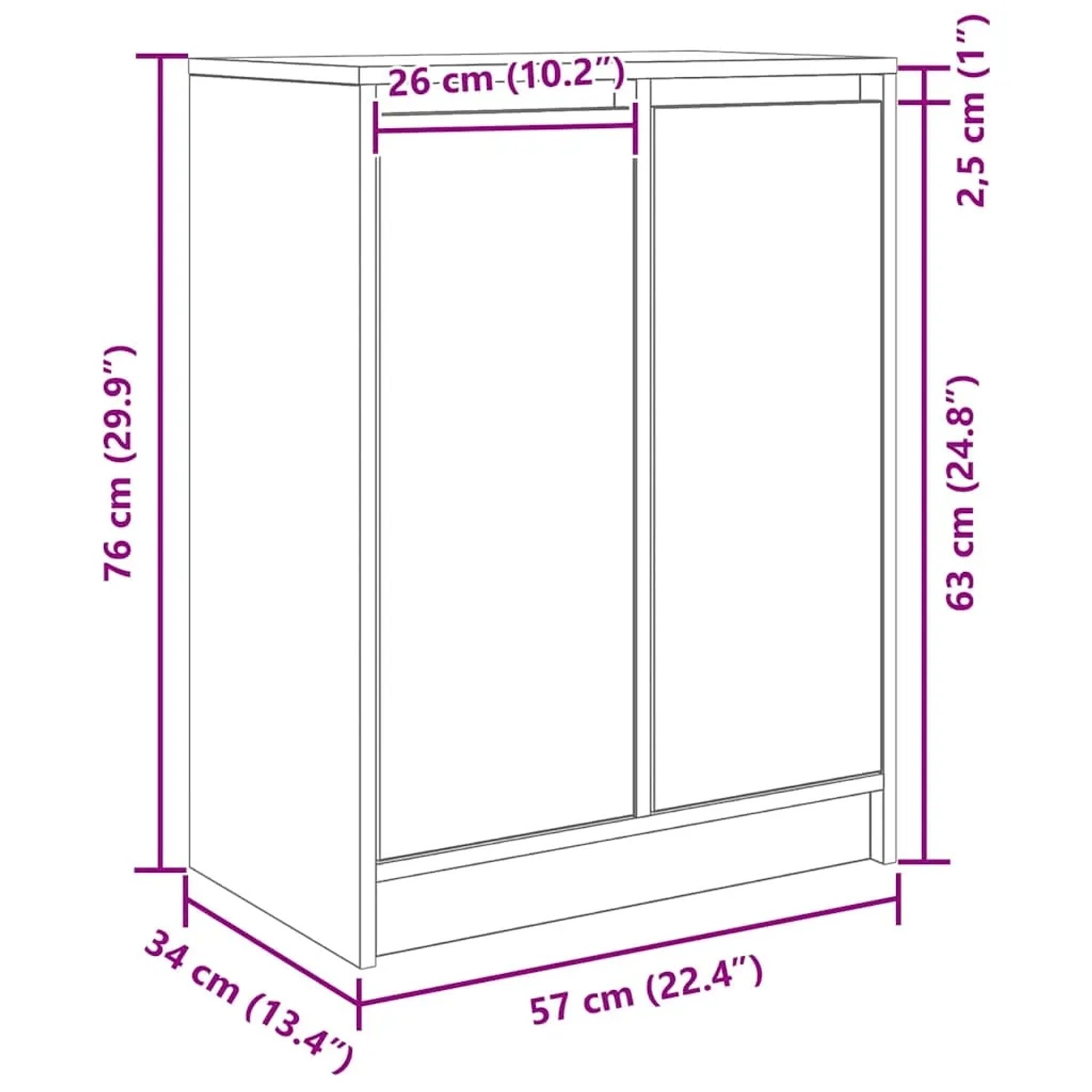 vidaXL Sideboard Weiß 57x34x76 cm Holzwerkstoff 861616_12
