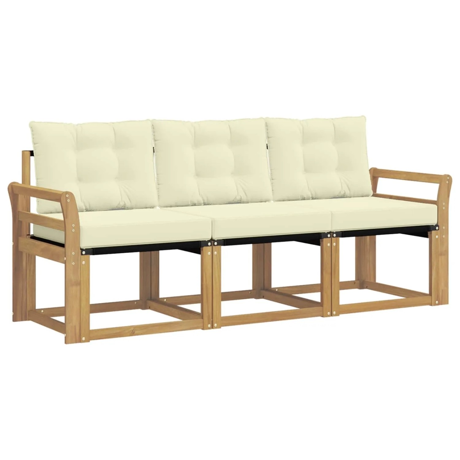 vidaXL Outdoor-Sofagarnitur mit Kissen 3-Tlg Weiß und Creme 3389164