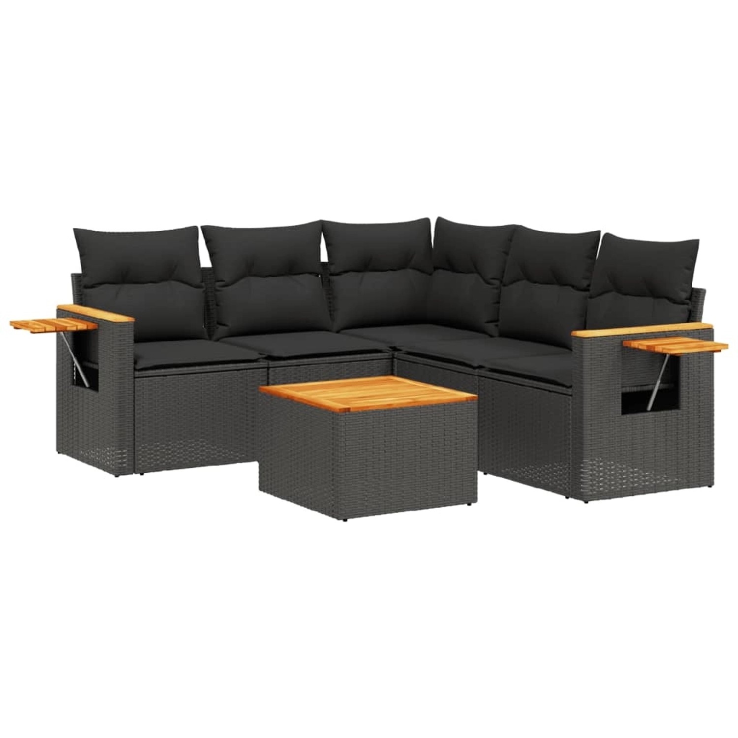 vidaXL 6-Tlg Garten-Sofagarnitur mit Kissen Schwarz Poly Rattan 3259206 günstig online kaufen