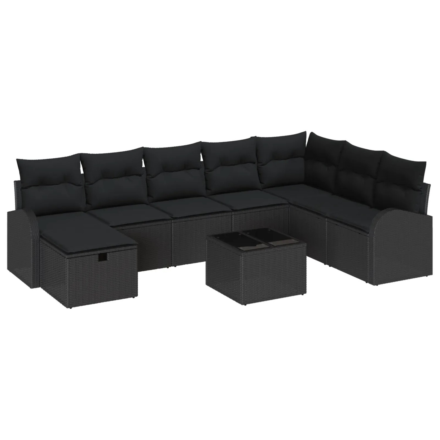 vidaXL Garten-Sofa-Set mit Kissen 9-Tlg Schwarz Poly Rattan 3360474 günstig online kaufen