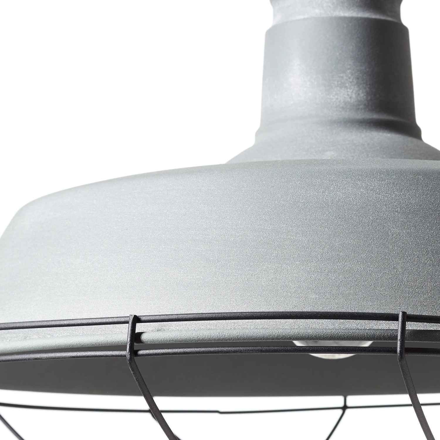 Betongraue Brilliant Pendelleuchte Rope mit schwarzem Metallkäfig. Ideal für Wohn- und Esszimmer.