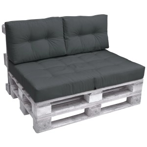 Beautissu Palettenkissen Rückenlehne, 2-teilig, graphitgrau, für Europaletten. Sitzkissen & Gartenstuhlauflagen.