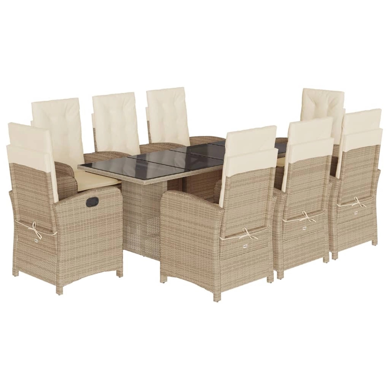 vidaXL 9-Tlg Garten-Essgruppe mit Kissen Beige Poly Rattan 3212261 günstig online kaufen