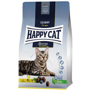 Happy Cat Culinary Adult Land Geflügel Katzen-Trockenfutter, große Kroketten für Zahnpflege.