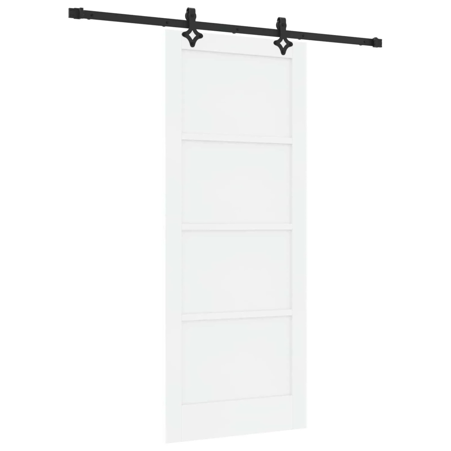 vidaXL Schiebetür Weiß und Schwarz 83 x 202 cm Massives Kiefernholz 3445506