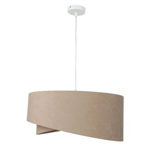 EASYLIGHT Hängelampe Rund 50 cm Breit E27 Stoff Velours Optik In Weiß Beige Gold