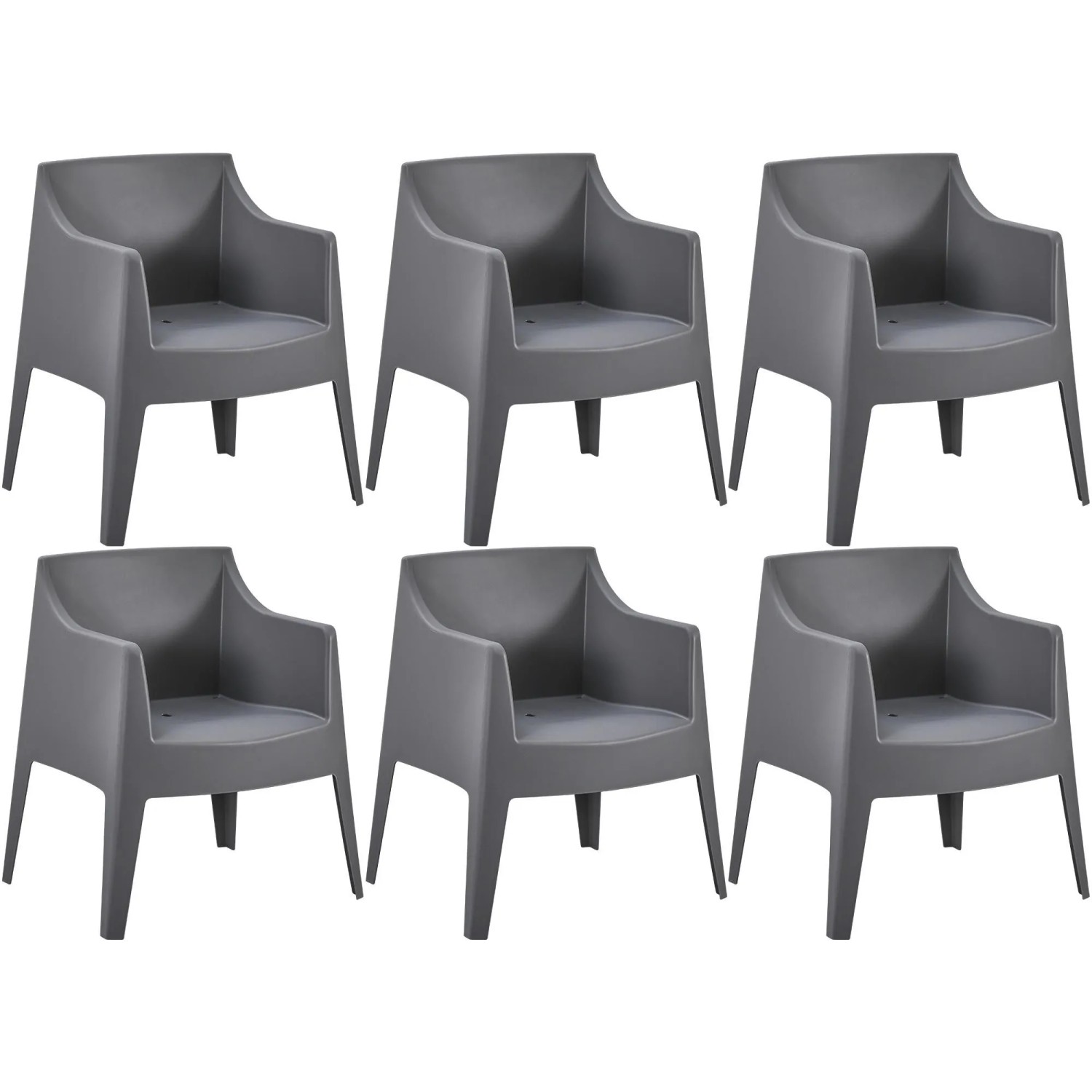 CLP 6er Set Gartenstühle Bartal Dunkelgrau