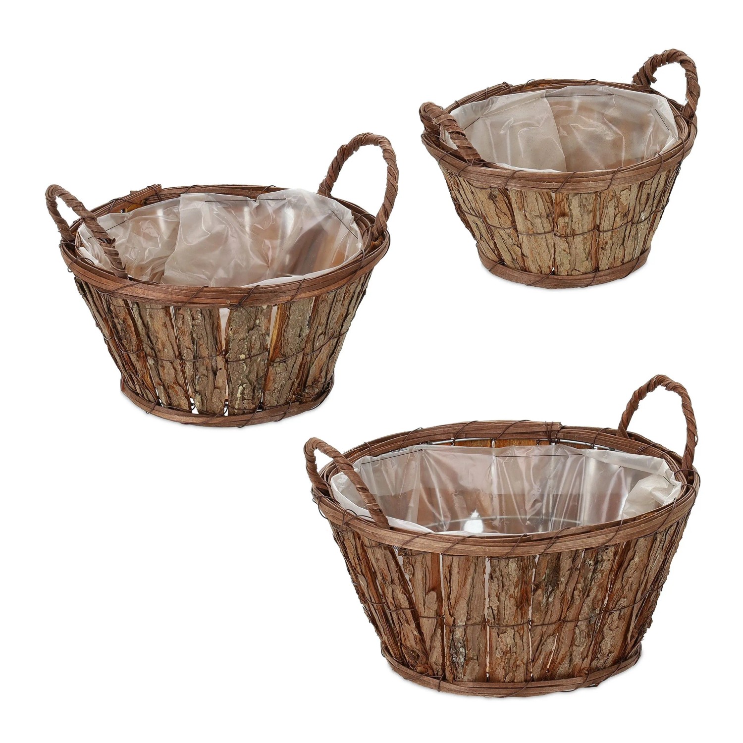 Relaxdays Blumentopf 3er Set Holz Natur Handgefertigt 19,5 cm x 29 cm x 28,5 cm