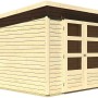 Karibu Holz-Gartenhaus Sitten 4: Gartenhaus aus Fichte mit Doppeltür und Fenstern.