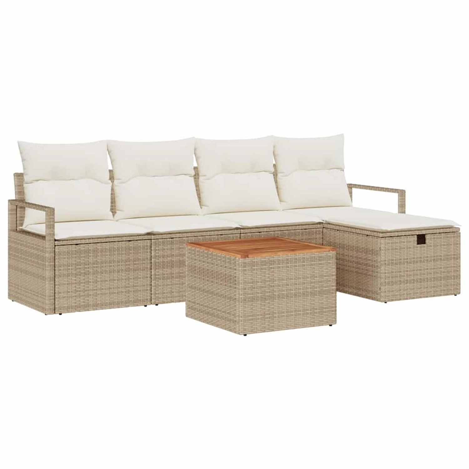 vidaXL Garten-Sofa-Set mit Kissen mit Speicher 6-Tlg Beige Poly Rattan 3360 günstig online kaufen