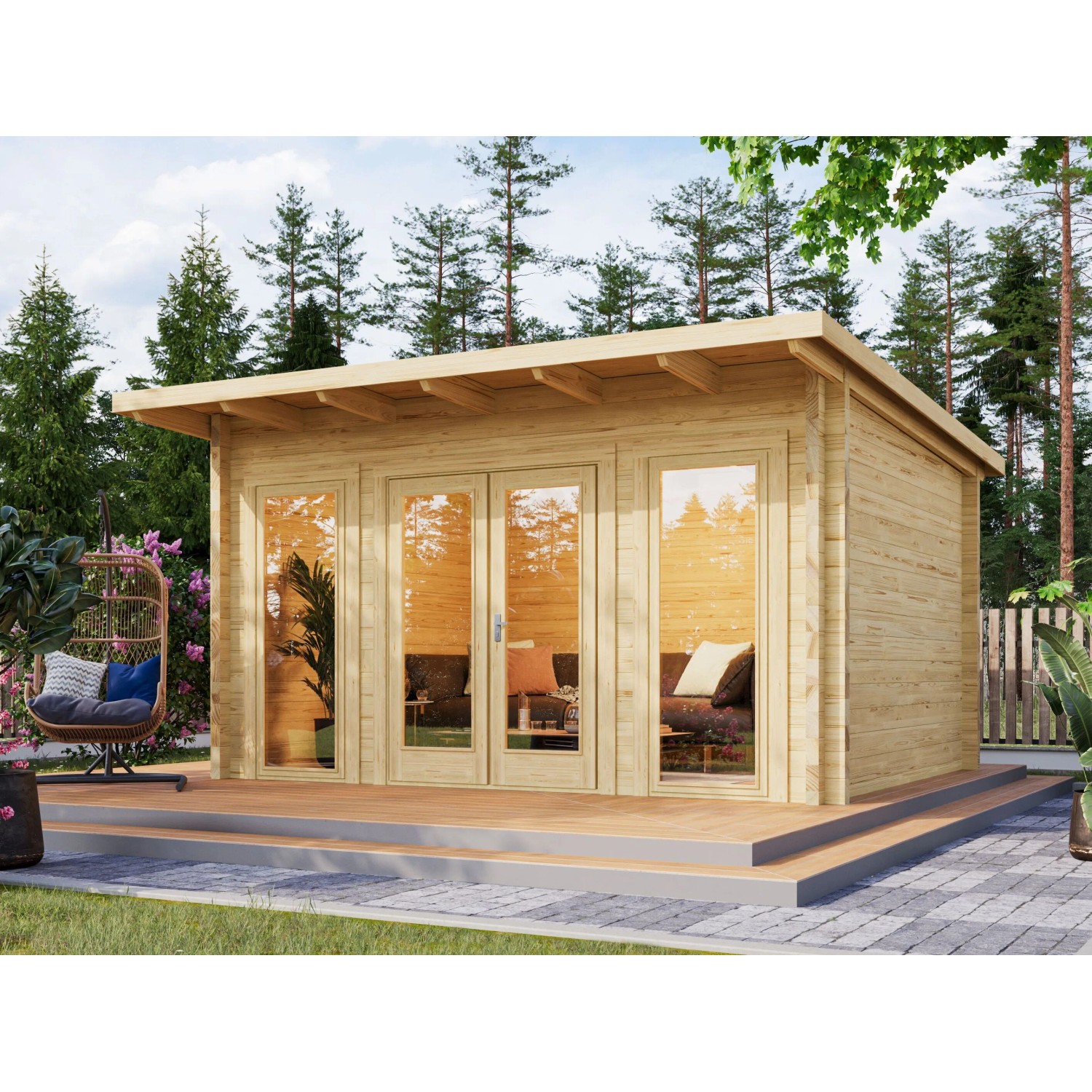 Fjordholz Gartenhaus Modell Berlin 70 B Modern Farblos Imprägniert