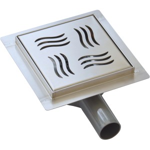 Verosan+ Bodenablauf-Komplettset, 20x20 cm, mit Edelstahl-Designrost und Geruchsverschluss.