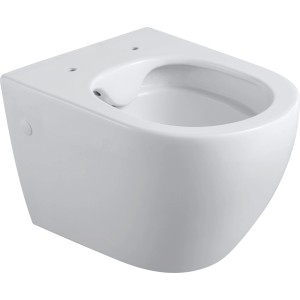 Weißes, spülrandloses Verosan+ Wand-WC Rivo mit WC-Sitz, Tiefspüler.