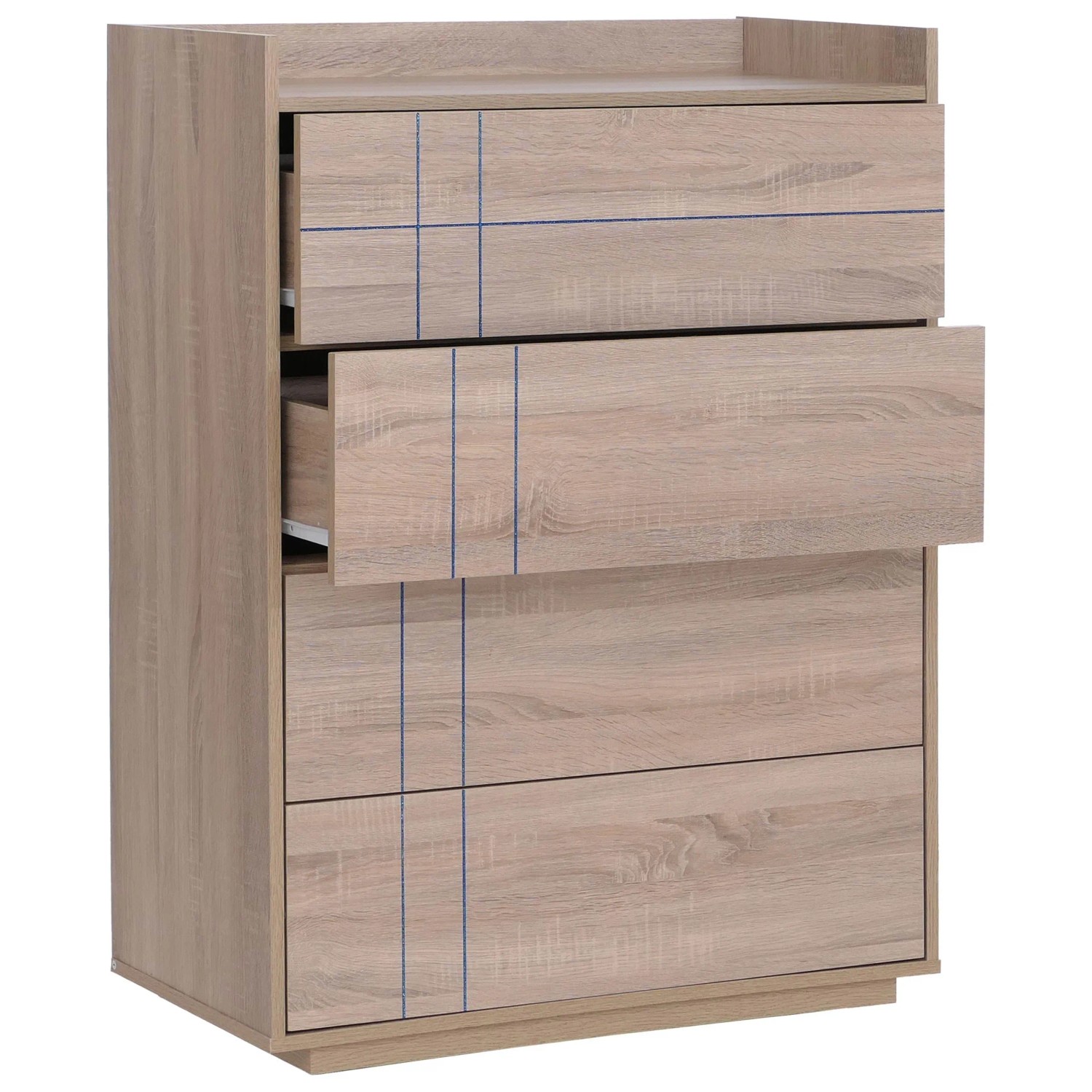 MCW Kommode P44 4 Schubladen Push-to-open MDF 107x80x40cm Sonoma-Eiche-Optik