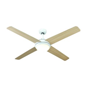 Energiespar Deckenventilator Florida Dream mit LED Beleuchtung, weiß/Buche, 132cm