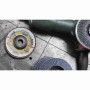 Klingspor SMT 624 Schleifmopteller 125x22,23 mm Korn 80 für Winkelschleifer, gewölbt, auf Werkbank.
