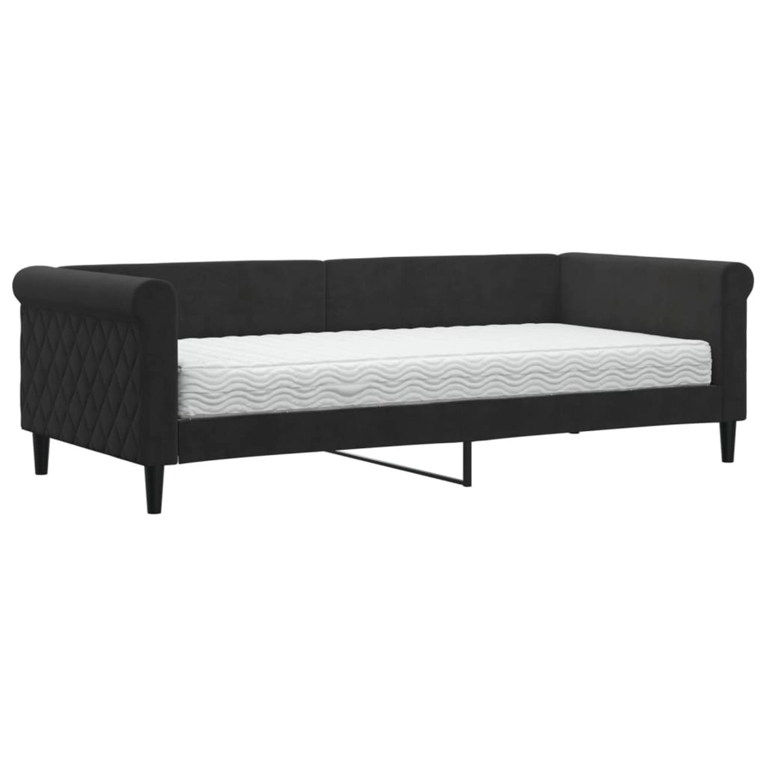 vidaXL Tagesbett mit Matratze Schwarz 90x200 cm Samt1847107
