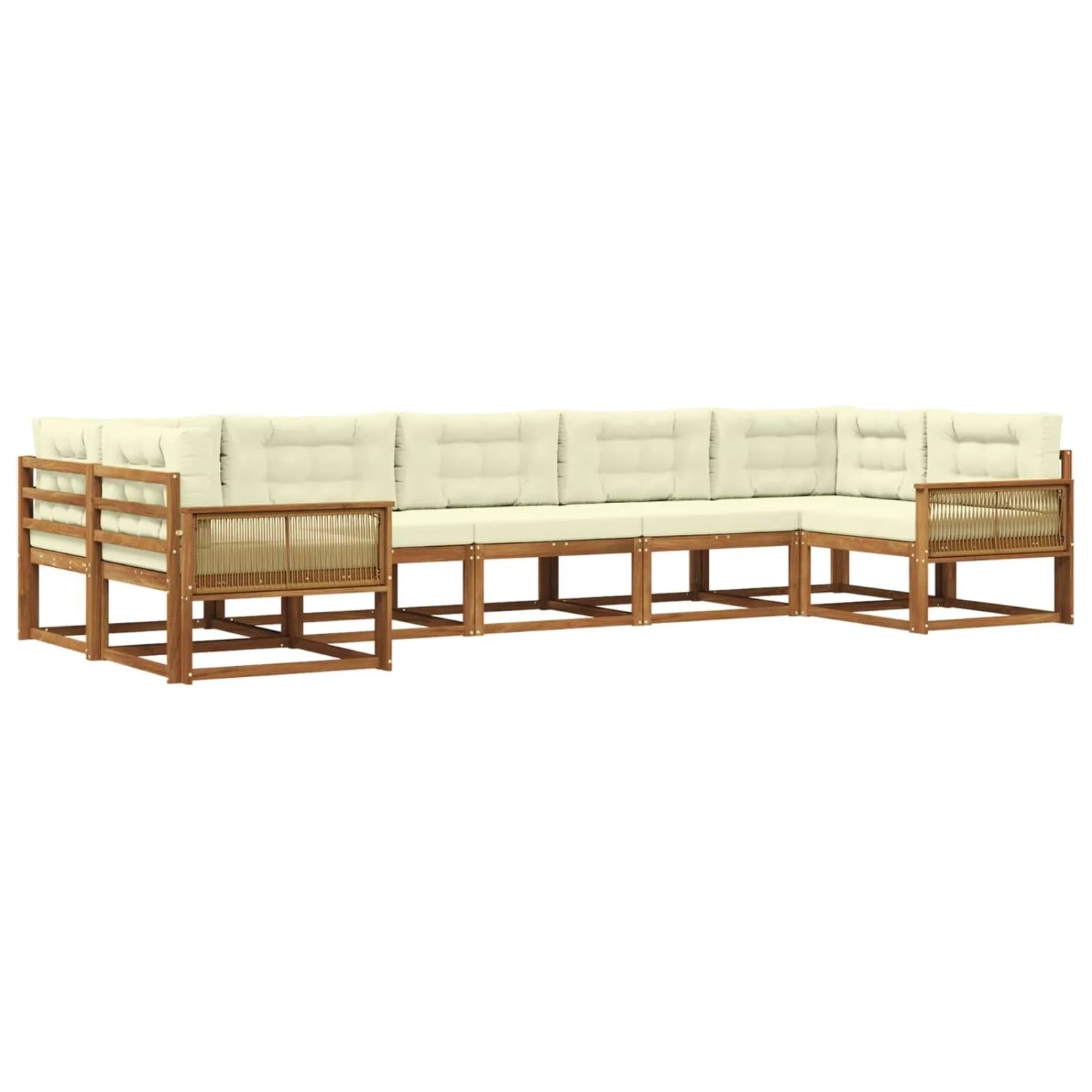 vidaXL Outdoor-Sofagarnitur mit Kissen 7 Stk Natur und Creme 3382868