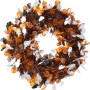 Glitzernder Halloween-Kranz (38cm) mit Kürbissen und Geistern in Orange, Silber und Lila.