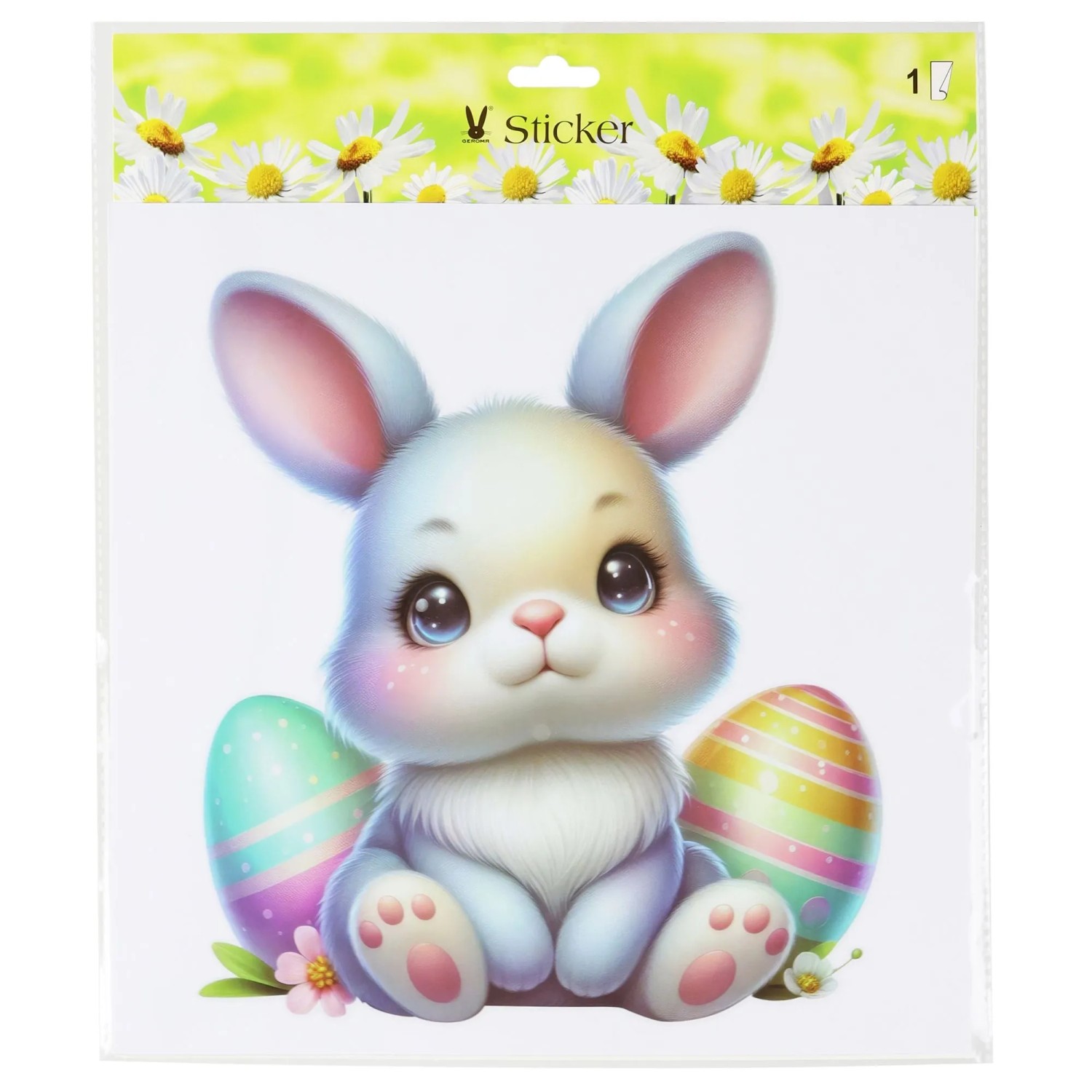 Osterdeko Sticker mit Hase 30,5 cm x 30,5 cm Bunt