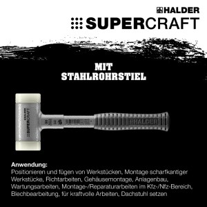 Halder Supercraft Schonhammer Ø 70 mm Rückschlagfrei mit Bruchsicherem StahlrohrStiel
