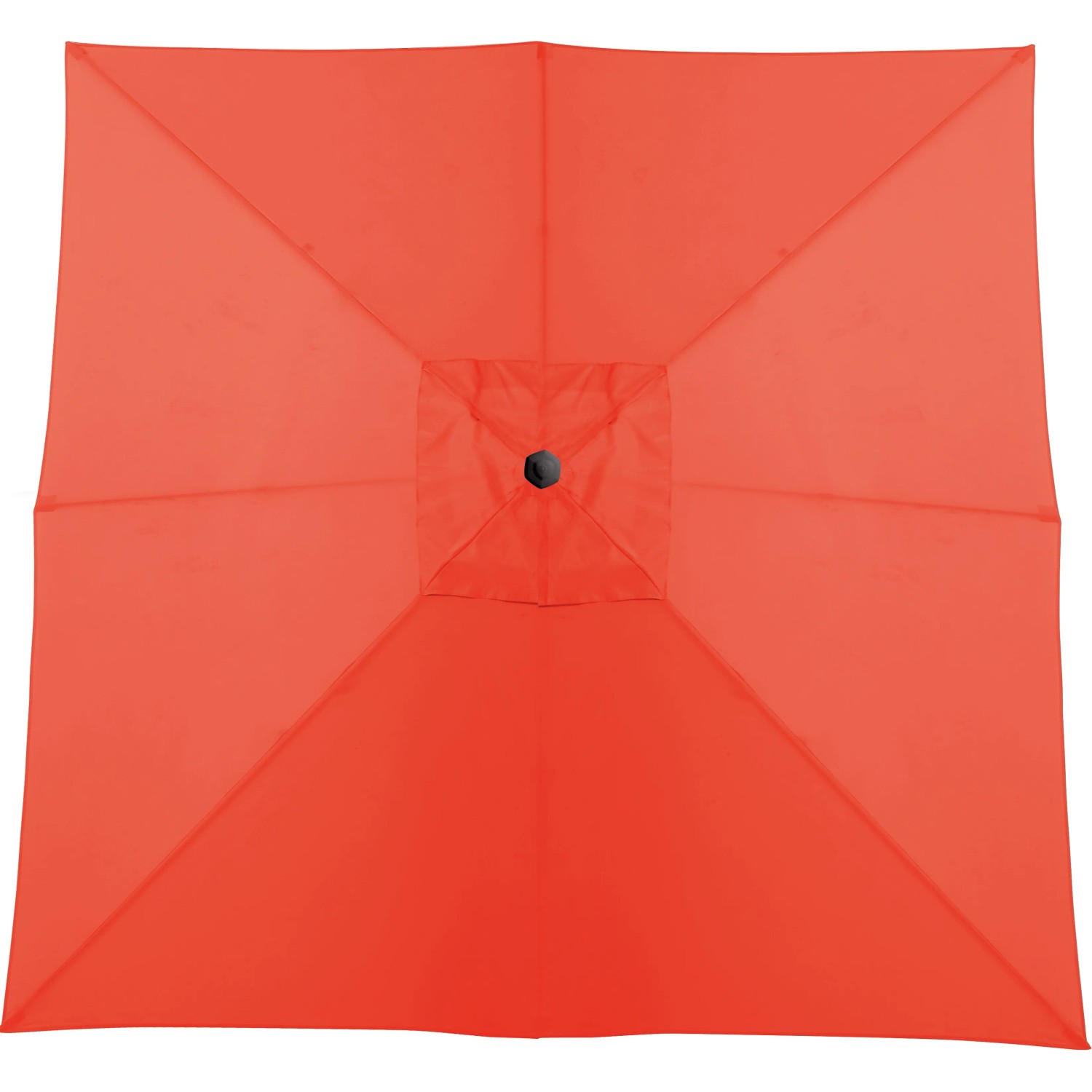 Quadratischer, terracottafarbener Ampelschirm Alvarado, 300x300 cm, mit Kurbelmechanismus.