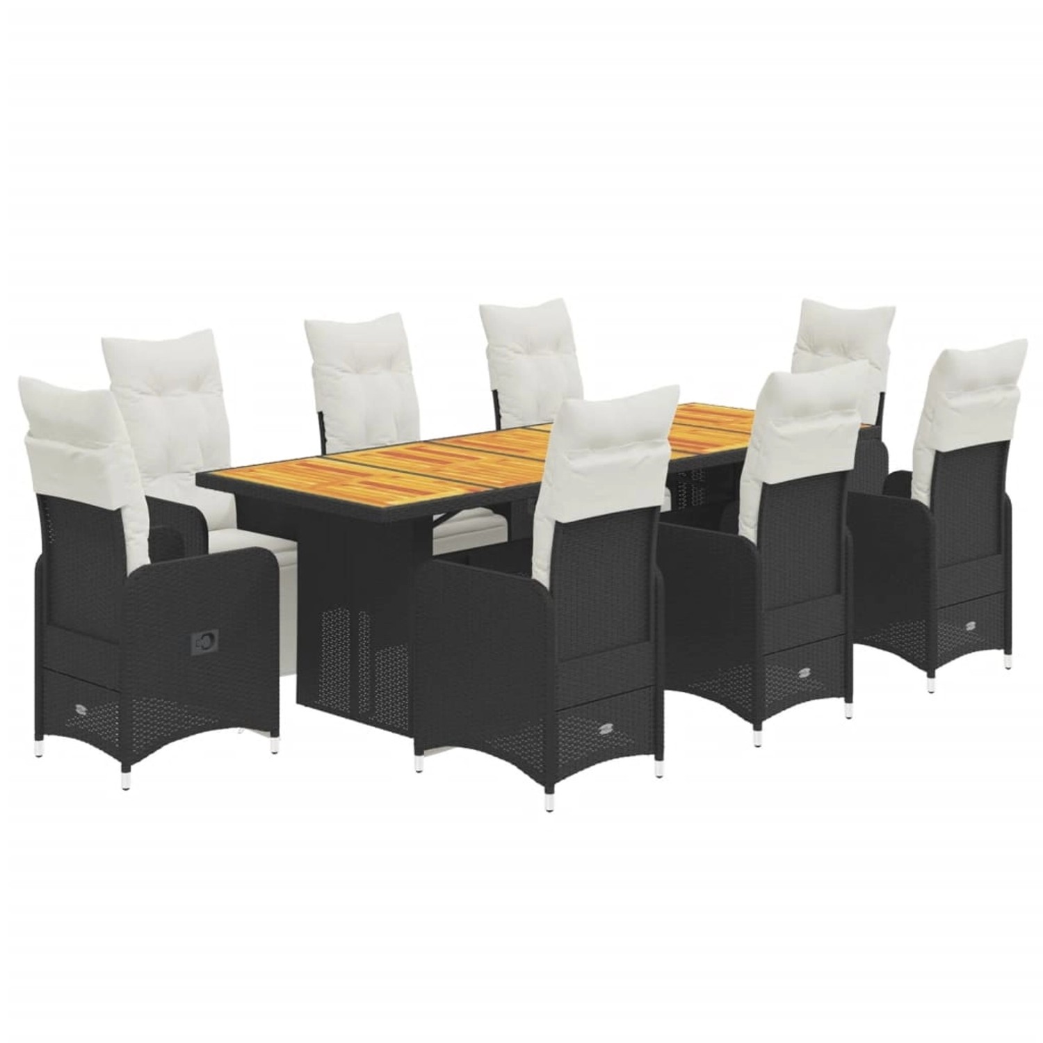 vidaXL 9-tlg Garten-Bistro-Set mit Kissen Schwarz Poly Rattan Modell 4
