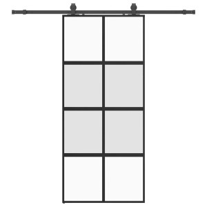 Schwarze vidaXL Schiebetür mit Beschlag, 90x205 cm, Hartglas, 8 Felder.