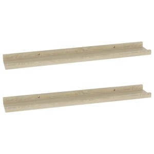Zwei schmale Wandregale in Sonoma-Eiche Optik aus MDF, 60 cm lang. Ideal für Bücher und Dekoration.