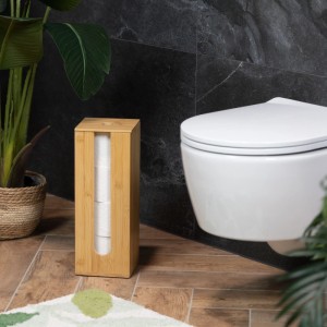 Relaxdays Toilettenpapier Aufbewahrung Bambus Natur Mit Deckel 40,5 cm x 15 cm x 15 cm 1,7 kg