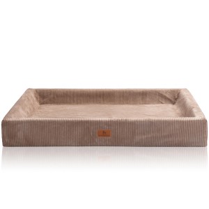 Braunes Knuffelwuff Hundebett Santiago XL aus Cord, orthopädisches Hundekörbchen.