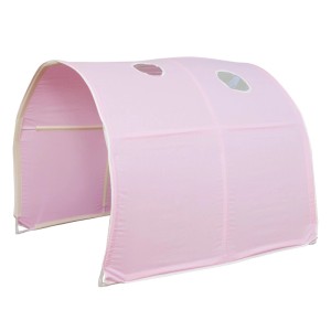 Rosa Homestyle4u Bettzelt Tunnel für Hochbetten, mit Bogenform, stabilem Kunststoffgestell und Baumwollbezug.