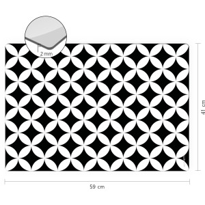 Myspotti Mini-Spritzschutzplatte Chadi, 59x41 cm, schwarz-weißes Muster für die Küche.