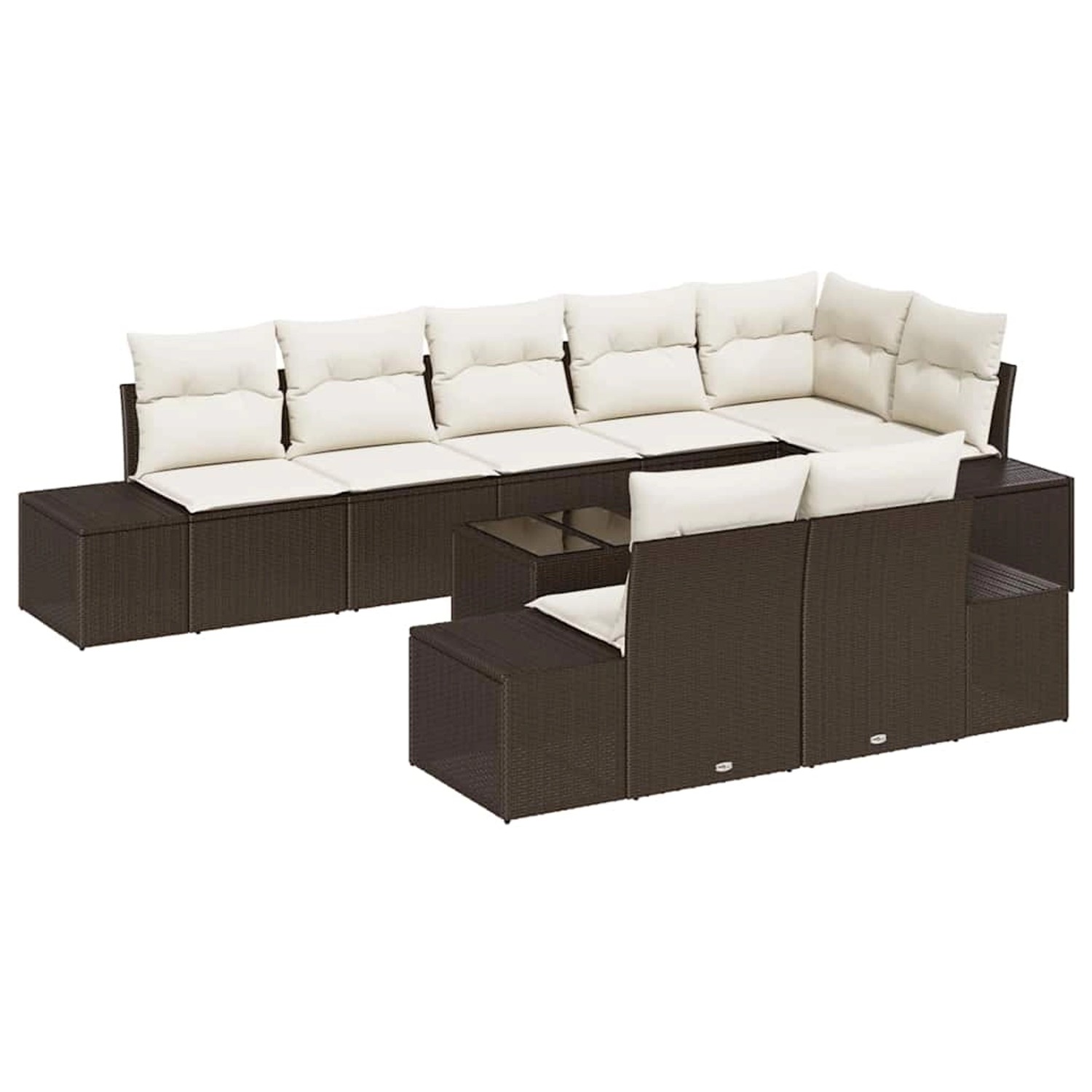 vidaXL Garten-Sofa-Set mit Kissen 9-Tlg Braun und Creme Poly Rattan 3347118 günstig online kaufen
