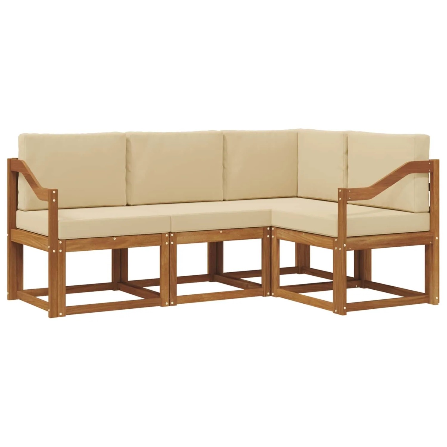 vidaXL Outdoor-Sofagarnitur mit Kissen 4 Stk Natur und Beige 3366341