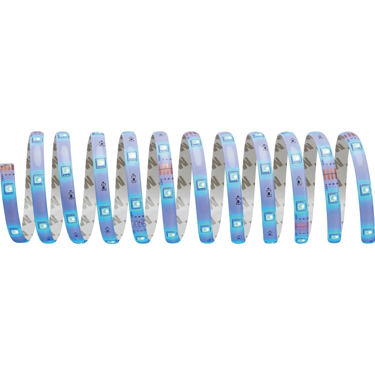 Aufgerolltes LED-Flexband RGB, 10 m, mit blauen LEDs. LED-Streifen mit Fernbedienung.